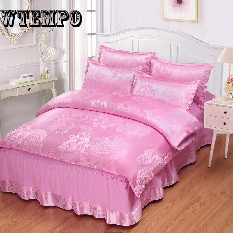 Luxury Bedding Set queen king bed set Bedclothes satin jacquard Bedding Sets duvet cover