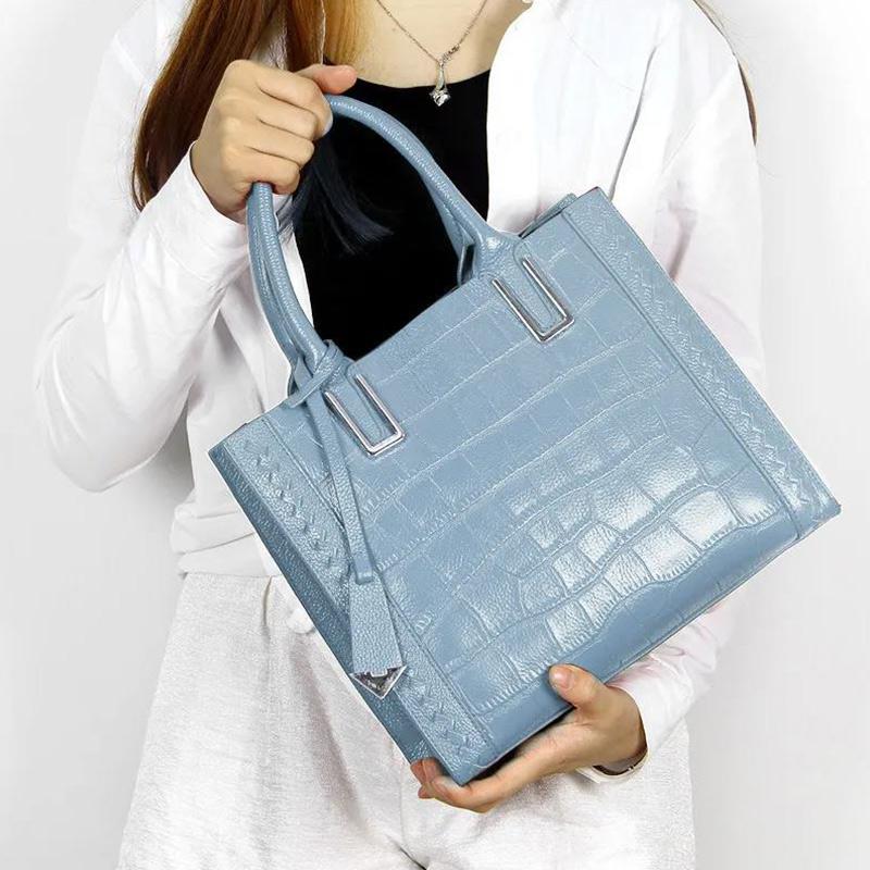 The First Layer of Cowhide Crocodile Pattern Women's Handbags Shoulder Bag Women Fashion Shopping Leather Handbags Large Bags