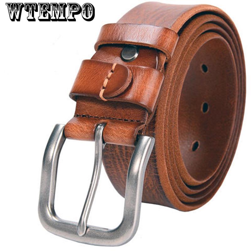 First layer leather men's leather belt retro pin buckle wild youth jeans old belt