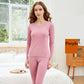 Women Winter Autumn Clothes Thermal Underwear O-neck Tops Pants Female Tight Suit Windproof Comfortable Soft Lining Long Sleeve High Elasticity Slim