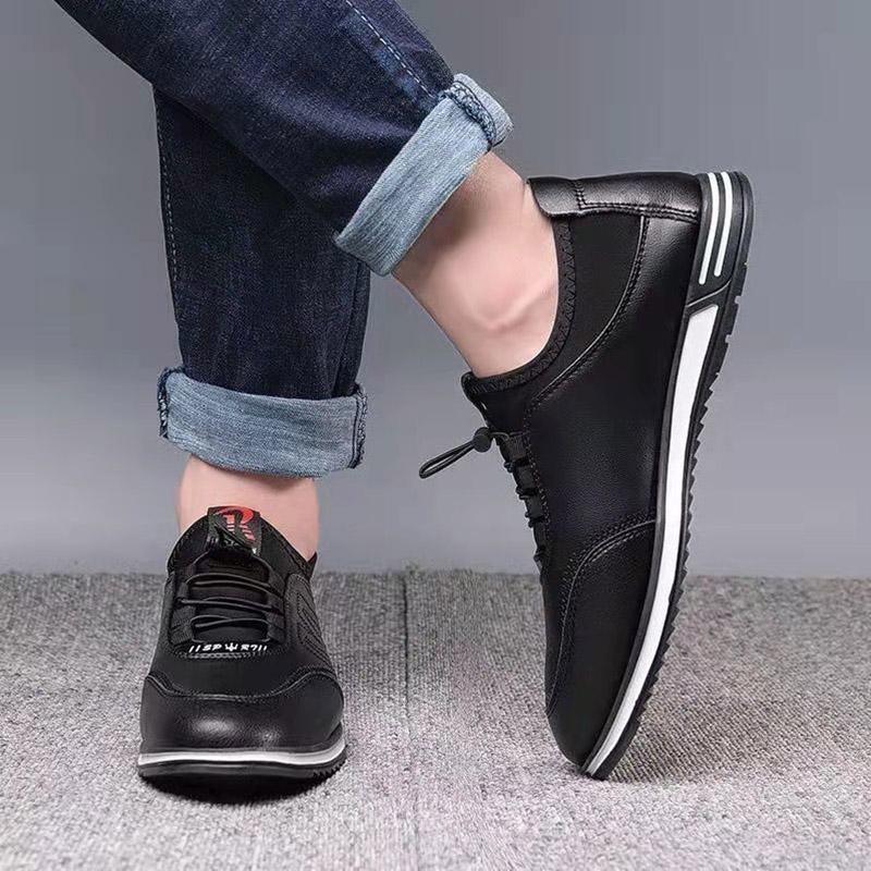 Men's Shoes Winter Fleece Soft Bottom Casual Leather Shoes All-match Trendy Shoes Non-slip Warm Cotton Shoes