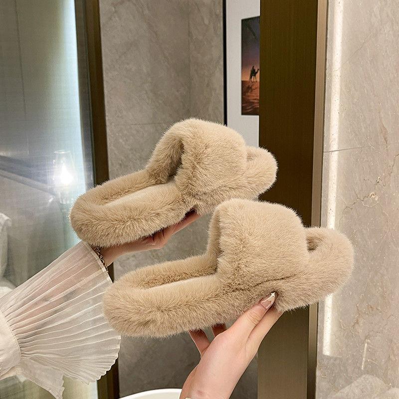 Fashionable Furry Cotton Slippers Ladies Slippers Keep Warm In Autumn and Winter Leisure Home Furnishing