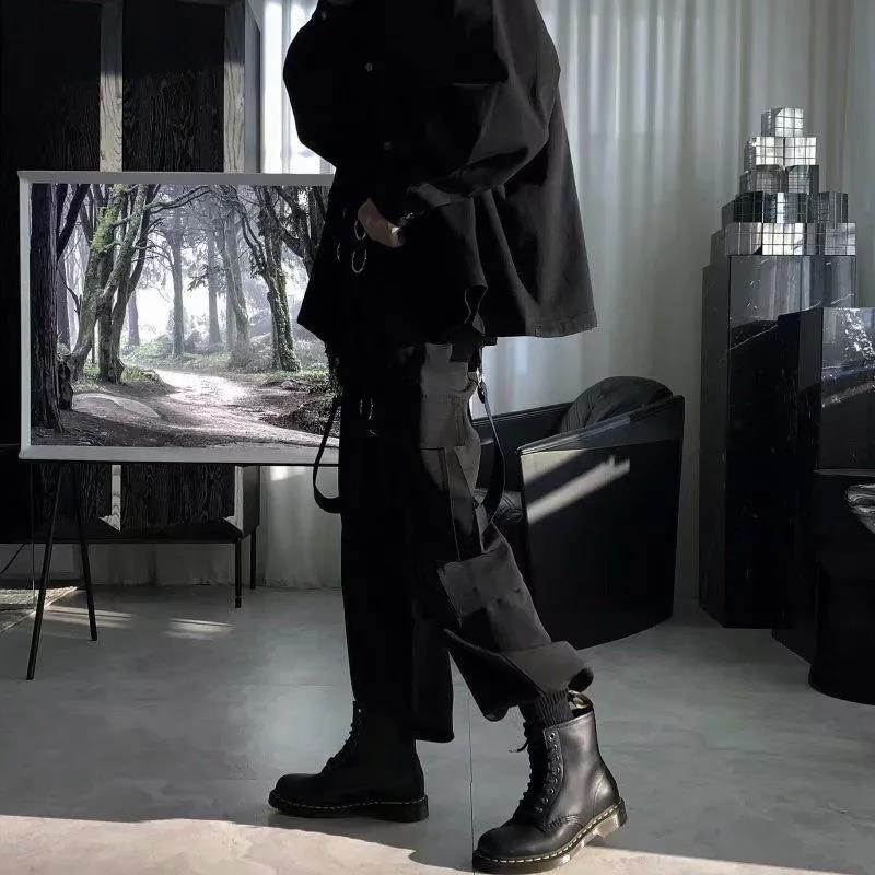 Spring Pants Overalls Men's Ins Tide Brand Tie-foot Trend Loose Straight Spring and Autumn Men's Casual Trousers