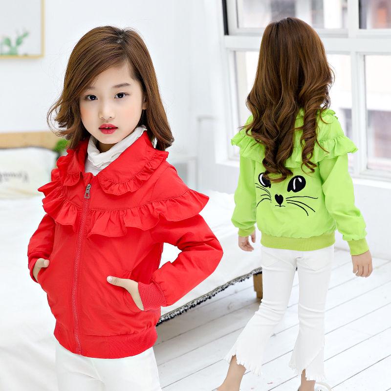 Coat Autumn Girls Children Cartoon Cat Jacket Zipper Hooded Jacket Coat