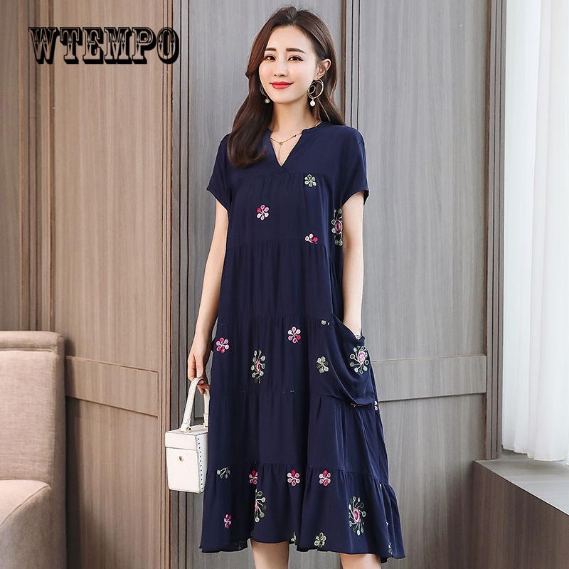 Summer Women Boho Style Print Beach Dress Vestidos Women Midi Party dress