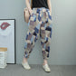 Cotton and Linen Harem Pants Women's Spring High Waist Loose Printed Carrot Pants Nine-point Plus Size Plaid Casual Pants