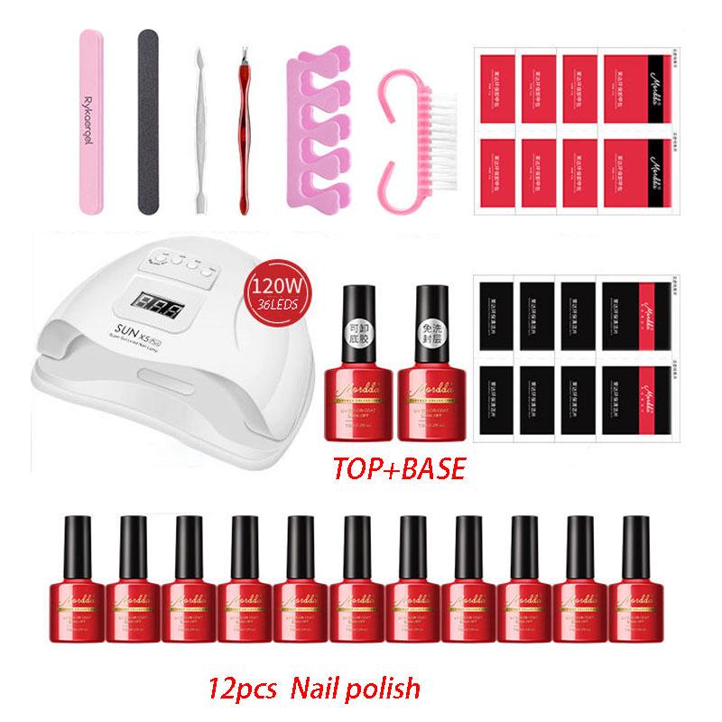 Nail Set 120W UV LED Lamp Dryer Tools 30pcs Gel Nail Polish Kit Soak Off Gel Varnish Nail Art Set