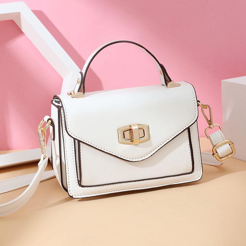 Crossbody Bag Women Solid Color Leather Anti-theft Large Capacity Wear Lock Buckle Hand Shoulder Bag