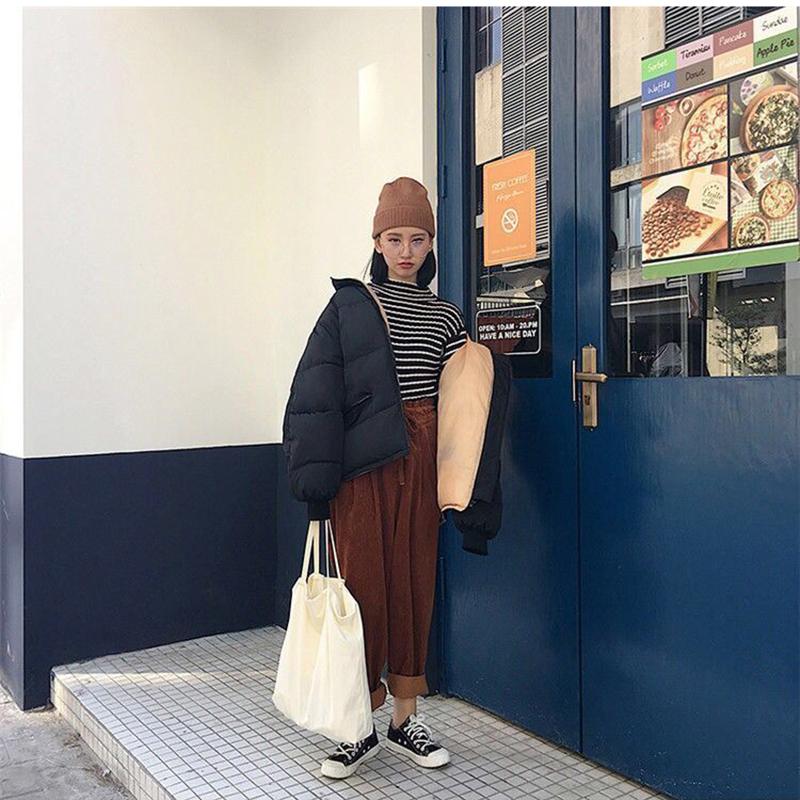 Large Size Loose Women's Hooded Padded Jacket Winter Solid Color Short Down Down Padded Jacket Thick Warm Jacket