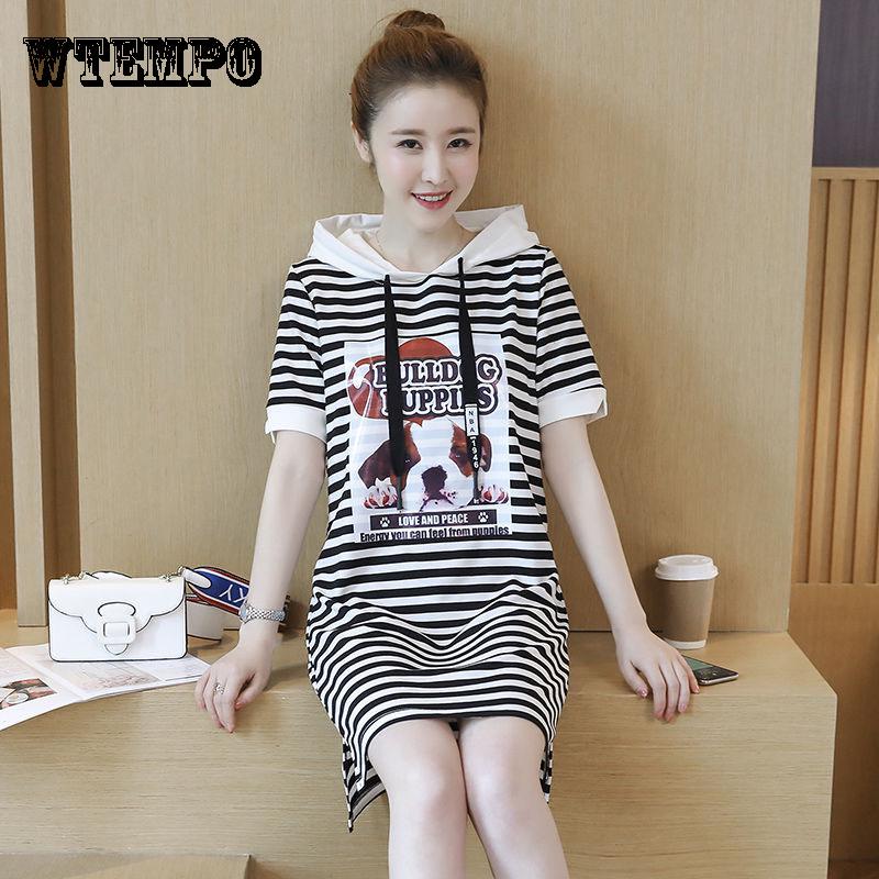 Brand Striped DressFashionWomen's Short Sleeve Striped Casual Dress Women's Spring and Summer