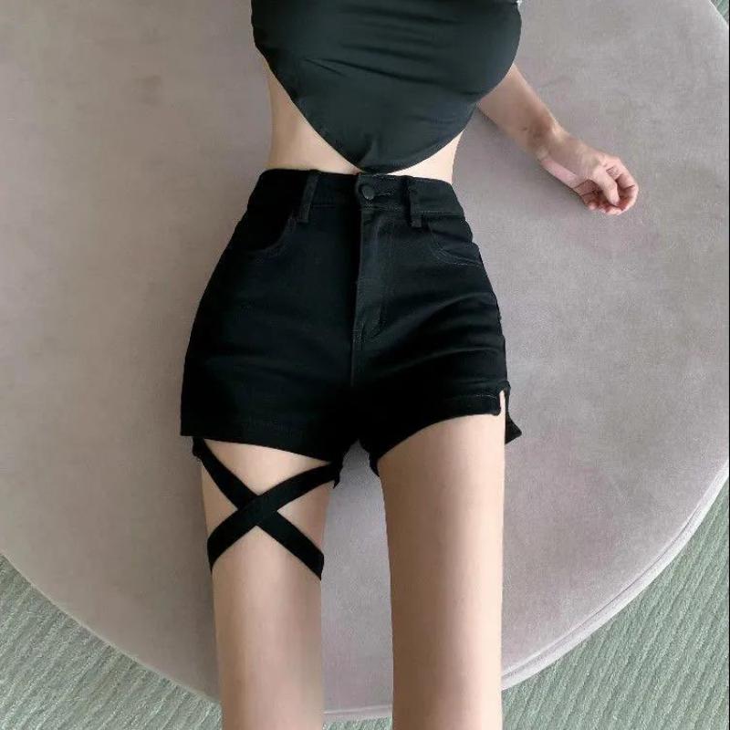 Summer Hong Kong Taste Design Denim Shorts Female Girl Sexy Leggings Ins Slimming Straight Wild