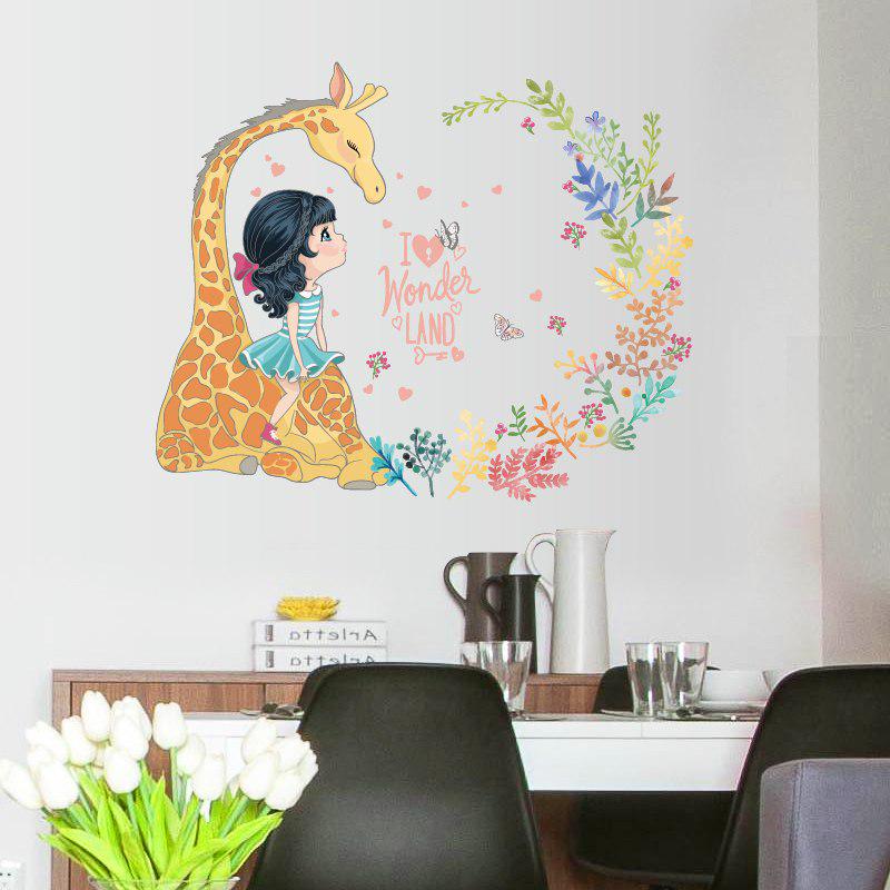 [Wall sticker] creative cartoon Love giraffe girl wall stickers for kids rooms nursery baby bedroom
