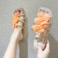Slippers Women's Summer Wear Outdoor Fashion Flat Bottom Flower One Word Sandals Ladies Sweet and Comfortable Sandals