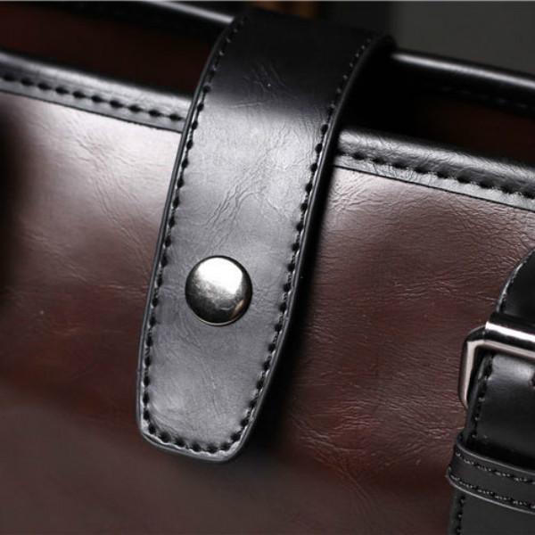 Business briefcase men crazy horse leather zipper waterproof handbag shoulder bag computer bags