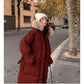Cotton Jacket Female Winter Student Korean Style Loose Big Fur Collar Mid-length Bread Coat Cotton Jacket
