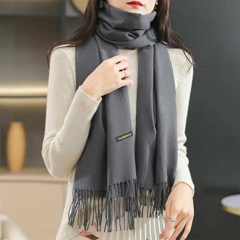 Cashmere Scarfs for Women Winter Warmth and Thick Solid Color Wool Scarfs Shawels Korean Wild Bib
