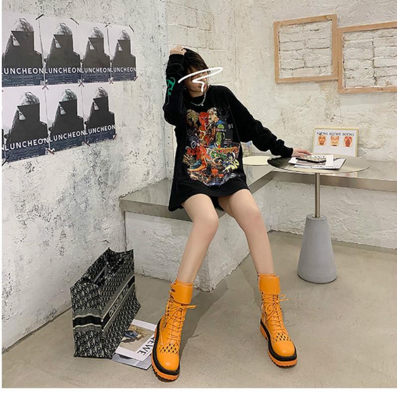 Chimney Boots Candy Color Women's Shoes Hollow Hole Cool Boots Motorcycle Boots Martin Boots Thick Bottom