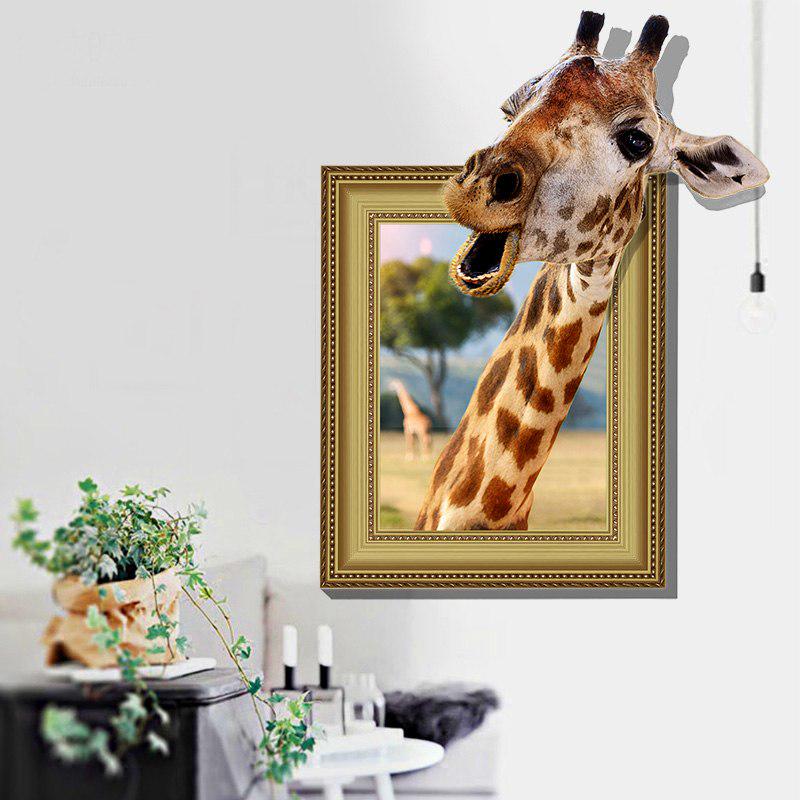 [Wall sticker ]3d Fake Windows Giraffe Animals Wall Stickers Home Decoration Living Rooms Kids Bedro