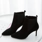 High Heels Ladies Boots Pointed Elastic Thick Heel Stiletto Knit Shoes