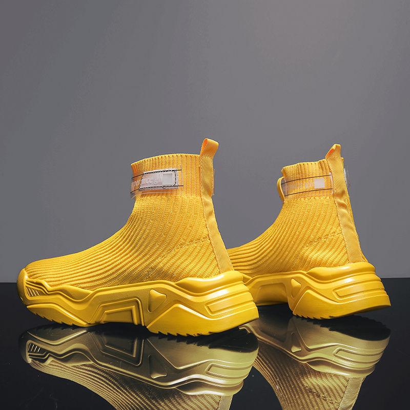 Men's High Top Sneakers Korean Style Trendy All-match Socks Shoes Teen Student Trendy Shoes