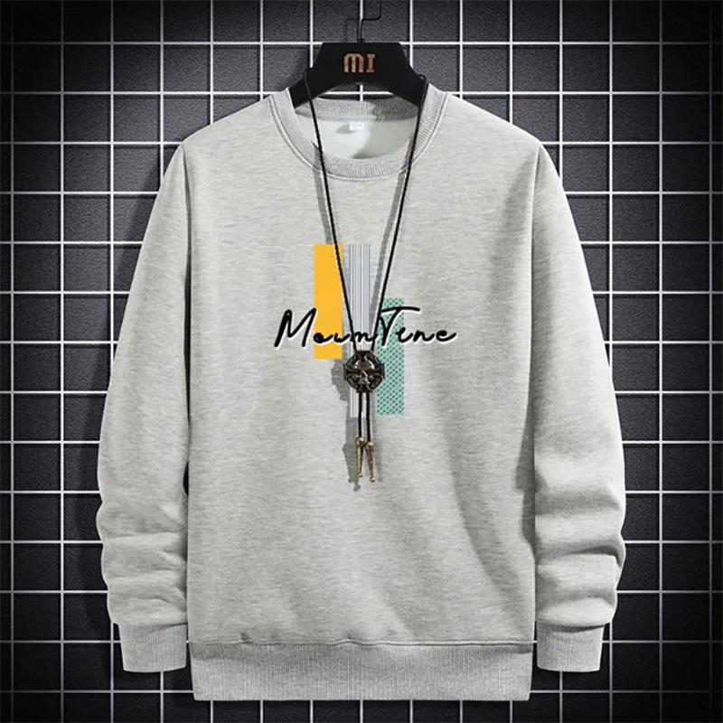 Men's Cotton Sweater Plus Velvet Long-sleeved Sweatshirts Loose Large Size Casual Round Neck Pullover Bottoming Top