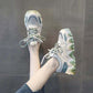 Sports Shoes Women Spring All-match Thick-soled Breathable Casual Shoes Mesh Sports Shoes Comfortable and Light