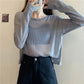 Loose and Thin Long-sleeved Hollow Knitted Sweater Women's All-match Sunscreen Shirt Top Sexy See-through Dress