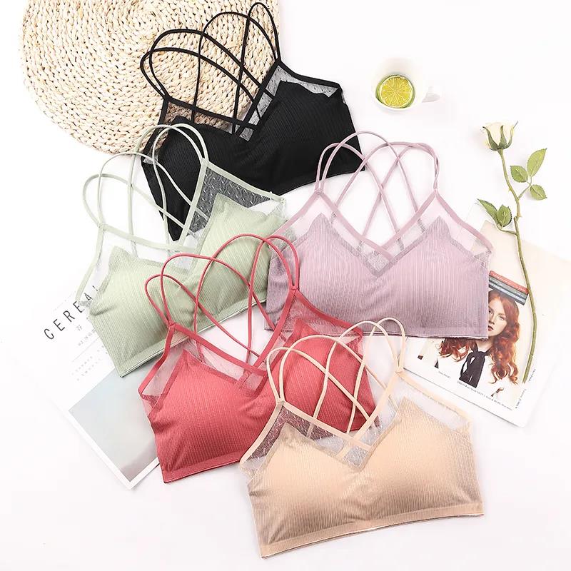 Graphene Ice Traceless Underwear Women's Bra Gathered Without Steel Ring Sports Sexy Lace Suspender Beautiful Back Woman
