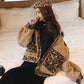 Autumn Winter Women's Loose Imitation Lambs Wool Jacket Coat Student Warmth Leopard Stitching Denim Parka