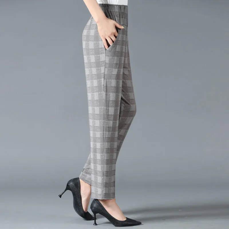 Women's Pants Spring and Summer Elastic Casual Pants Large Size Loose Breathable Pants Elastic High Waist Straight Pants