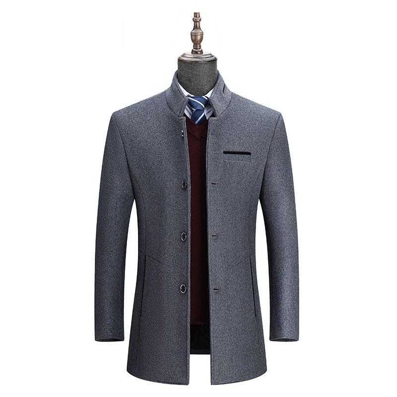 Windbreaker Men's clothes Autumn And Winter Medium and long section Woolen coat  Large size