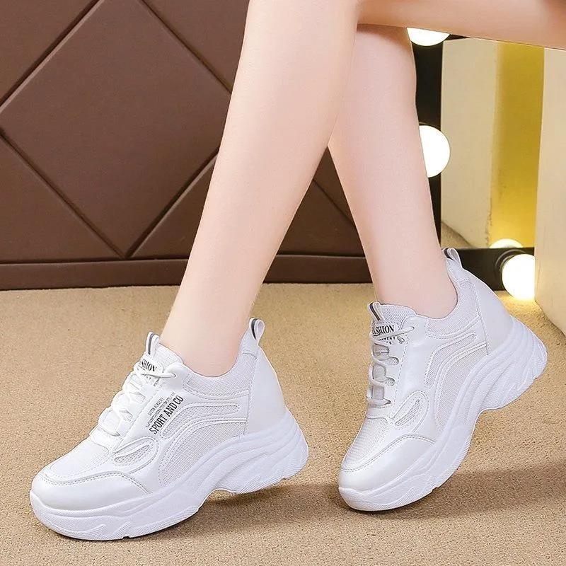 Women's Spring and Autumn Casual Versatile Shoes Waterproof Thick Sole High Heel Shoes Female Breathable Non Slip Flat Shoes
