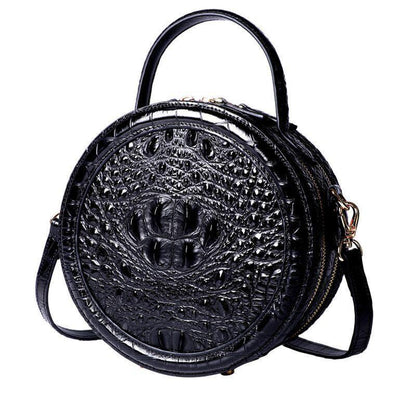 Crocodile Handbags Leather Round Bag Messenger Leather Bag Western Style High-end Small Bag Shoulder Bag Portable Shoulder Bag