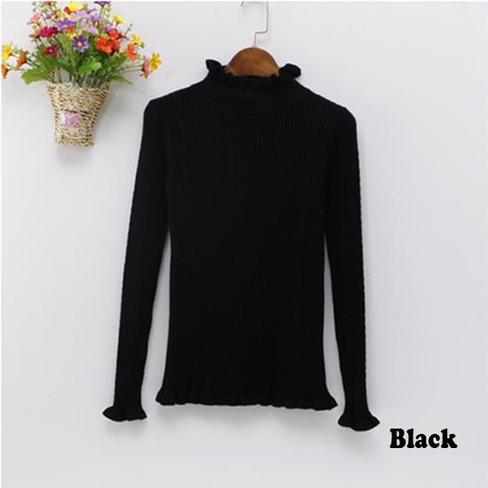 Sweater Women Knitted Ribbed Pullover Sweaters Long Sleeve Turtleneck Slim Jumper Soft Warm Pull