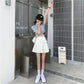 Women's Summer Pleated Skirts Button Design Irregular High Waist Slim A-line Skirts Safety Pants Lining Mini Skirts All Match Casual Tennis Skirt