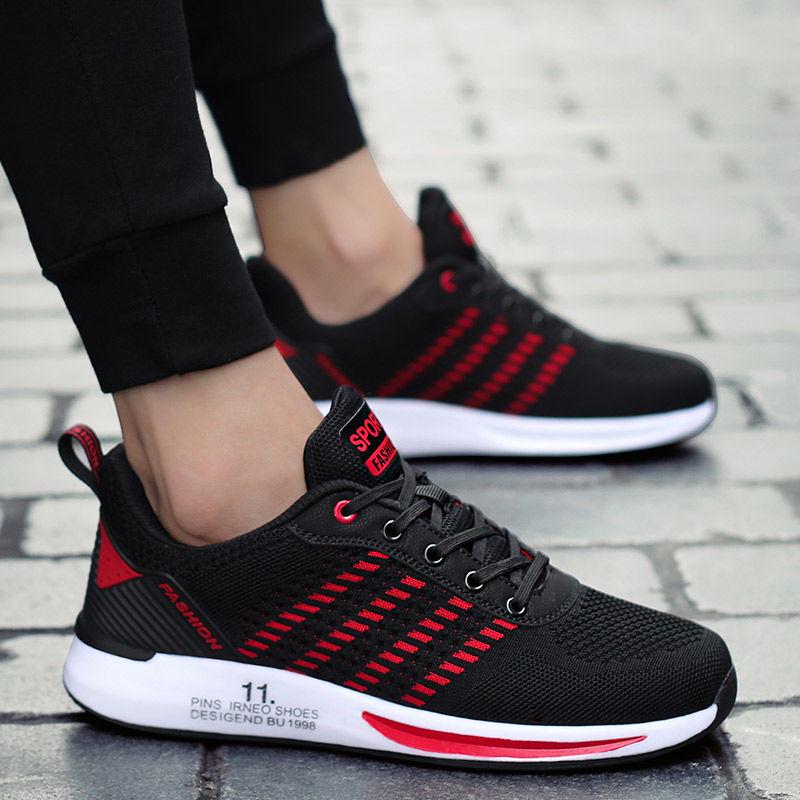 Couples Sports Shoes Fashion Women Flying Woven Mesh Breathable Non-Slip Wear-Resistant Cushion Sneakers Men's Vulcanize Shoes