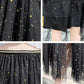 Women A-line Skirts Girls Elastic High Waist Slim Double-layered Gauze-lined Mesh Skirt Solid Color All-match Sequined Skirts