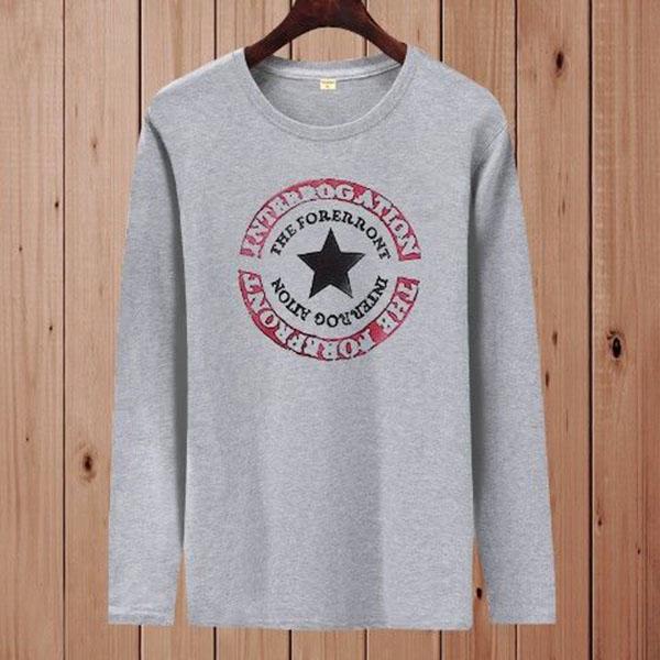 Cotton sweater T-shirt men's slim clothing spring and autumn long-sleeved T-shirt men's round neck