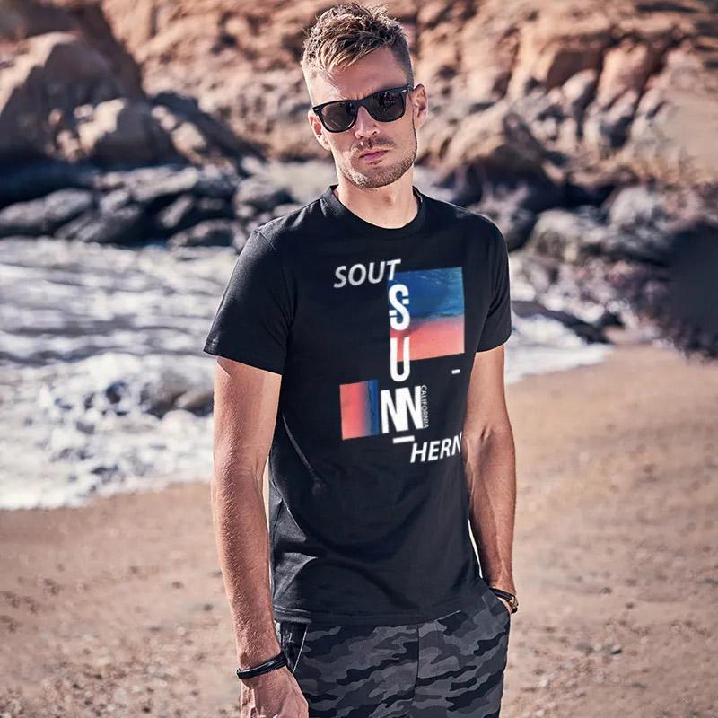 Men's Summer Printed Round Neck Pullover Versatile Summer Casual Loose Short Sleeve Men's Top Thin T-Shirt