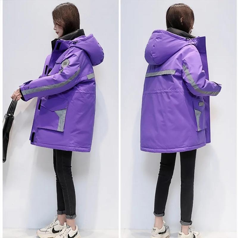 Down Jacket Women's Winter Mid-length Warm White Duck Down Cotton Clothing Tooling Parka Jacket Leisure Sports Outdoor Jacket Oversized Thick Coat