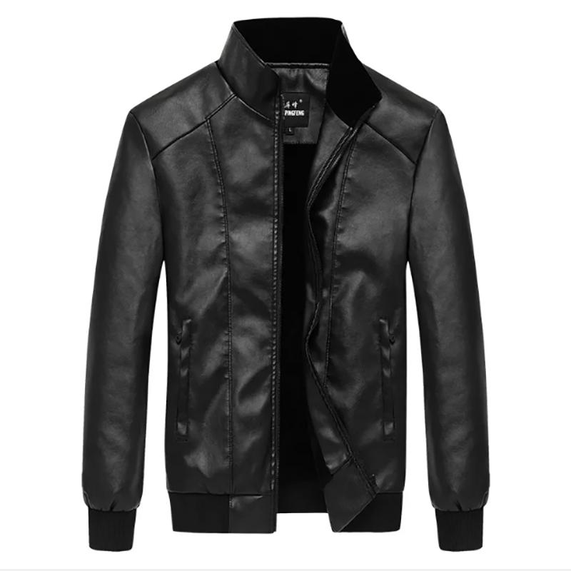 Men's Leather Jacket Plus Velvet Thickening Jacket Handsome Tide Autumn and Winter Young Slim Korean Leather Jacket Men