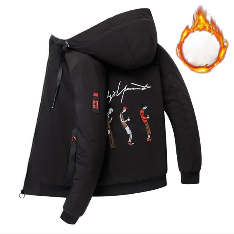 Men's Autumn and Winter Cotton Jacket Plus Velvet Padded Warmth for Young Men Korean Style Slim Jacket
