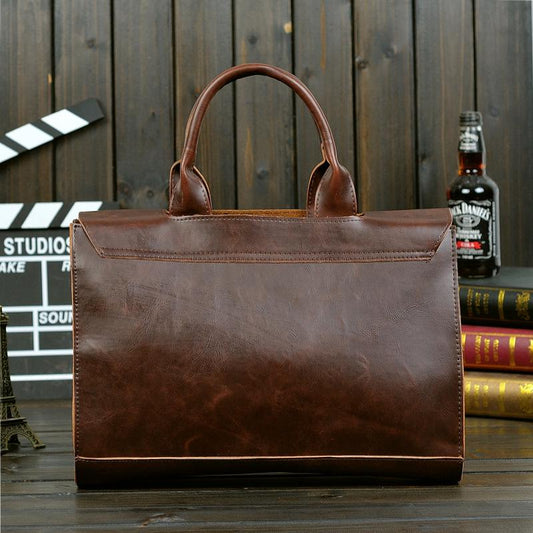 Business Briefcase Men Retro Clamshell Large Capacity Crossbody Bags Waterproof Handbag Computer Bag