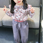Korean Version Long Sleeve Girls' Spring and Autumn Children's Wear Floral Suit for 0-1-2-3-4 Years Old Infants