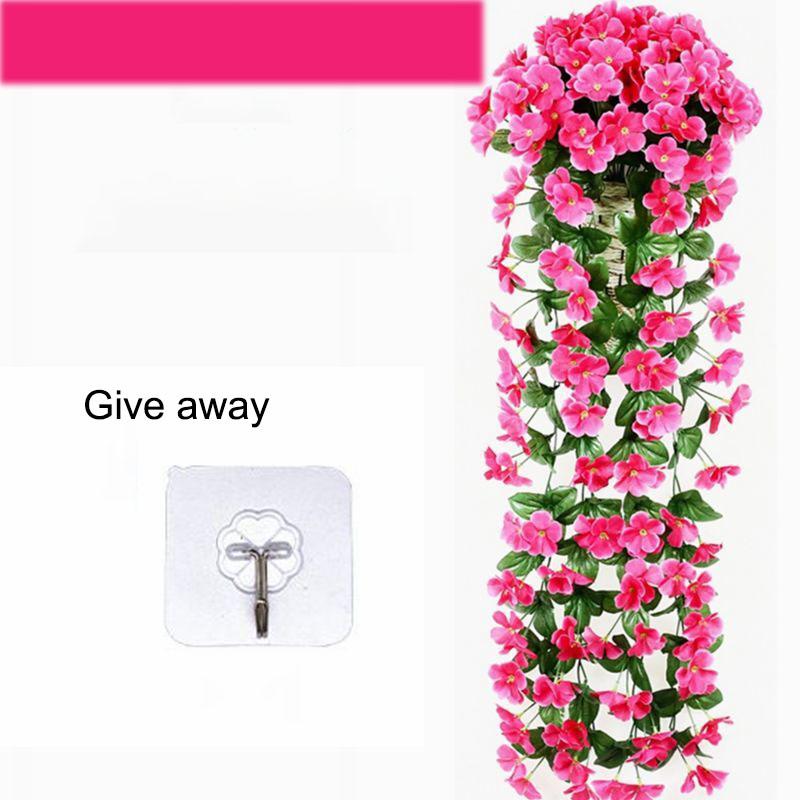 Simulation Violet Fake Flower Living Room Wall Hanging Plant Decoration Hanging Fake Flower Rattan Vine Chlorophytum Hanging Basket