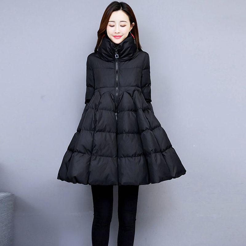 Large Size Cotton Padded Jacket Women's Winter Cloak with A Word Temperament Korean Version of Wild Thick Padded Jacket Mid-length
