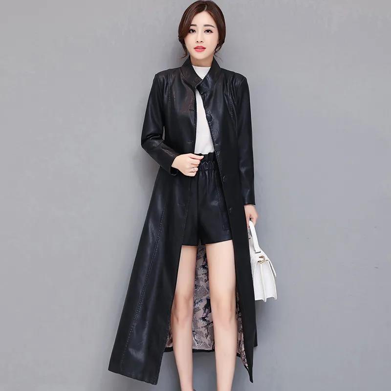 Winter Women's Leather Jacket Fashion Slim Mid-length Leather Jacket Thicken Warm Large Size Leather Jacket