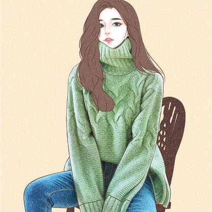 Loose Solid Color Turtleneck Sweater Bat Sleeve Pullover Knitted Schoolgirl Sweater
