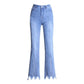 Nine Points Denim Short Pants Women Summer High Waist Loose Pants Trendy Straight Leg Pants Flared Pants