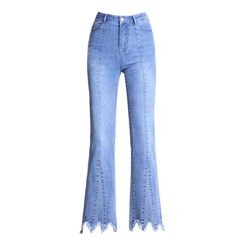 Nine Points Denim Short Pants Women Summer High Waist Loose Pants Trendy Straight Leg Pants Flared Pants